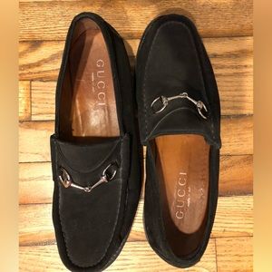 Gucci black suede loafers